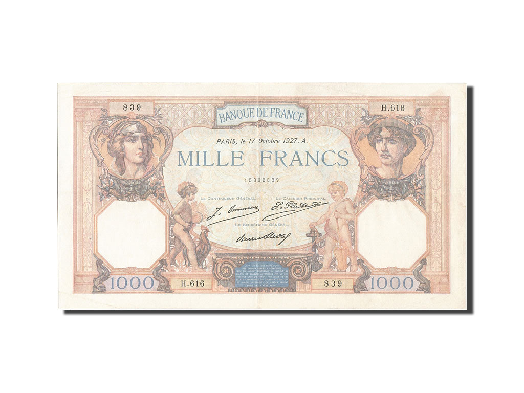 France, 1000 Francs, 1 000 F 1927-1940 ''Cérès et Mercure'', 1927, KM #79a, 1...