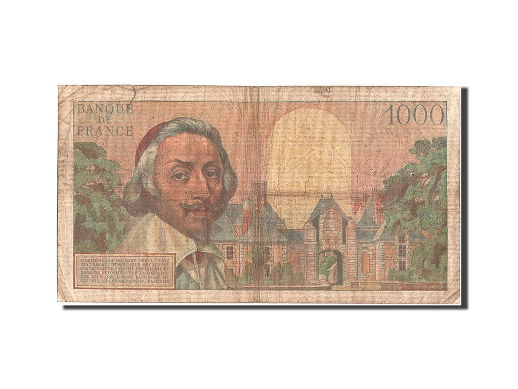 Biljet, Frankrijk, 1000 Francs, 1 000 F 1953-1957 ''Richelieu'', 1955