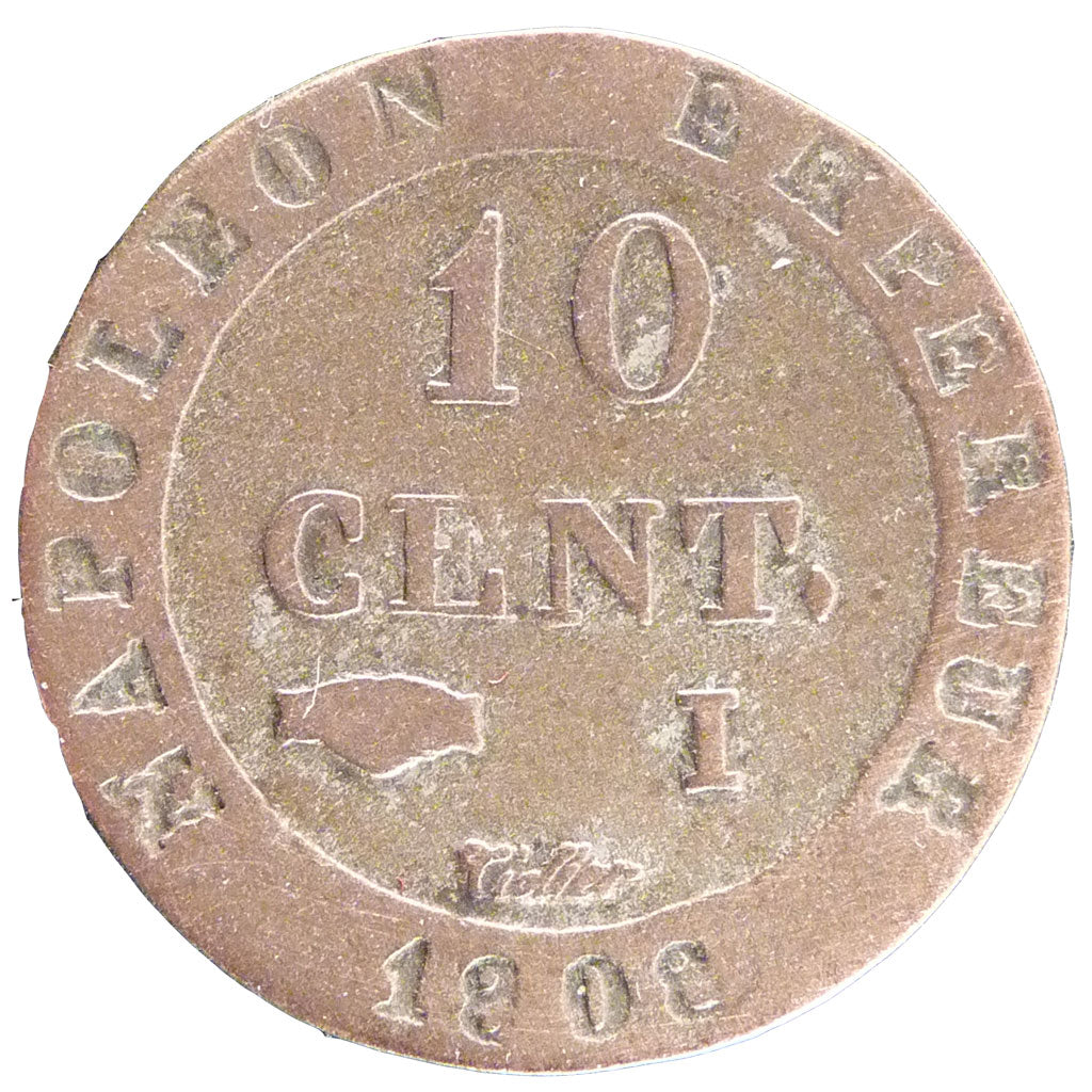 Francia, Napoléon I, 10 Centimes, 1808, Limoges, MB, Biglione, Gadoury:190