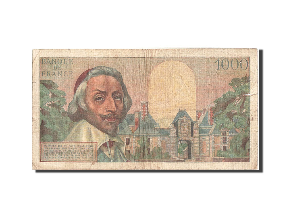 France, 1000 Francs, 1 000 F 1953-1957 ''Richelieu'', 1954, KM #134a,...