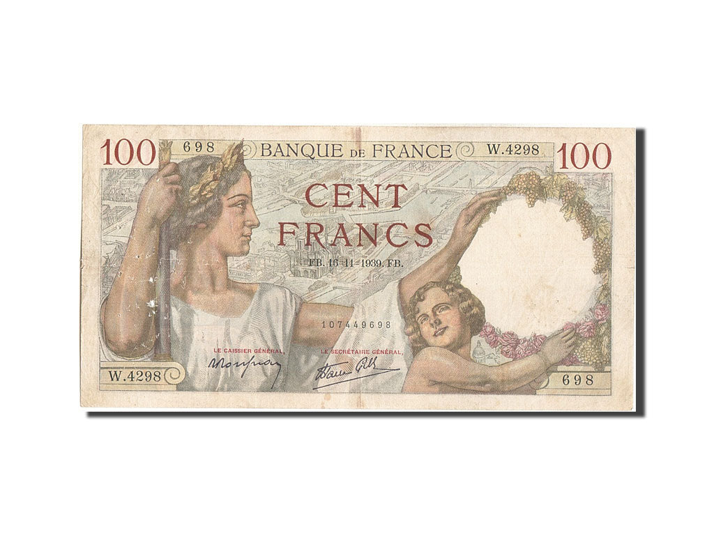 Billet, France, 100 Francs, 100 F 1939-1942 ''Sully'', 1939, 1939-11-11, TB