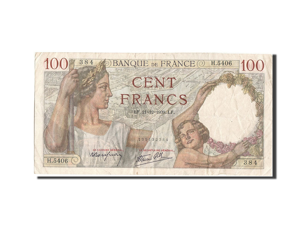 Banknote, France, 100 Francs, 100 F 1939-1942 ''Sully'', 1939, 1939-12-21