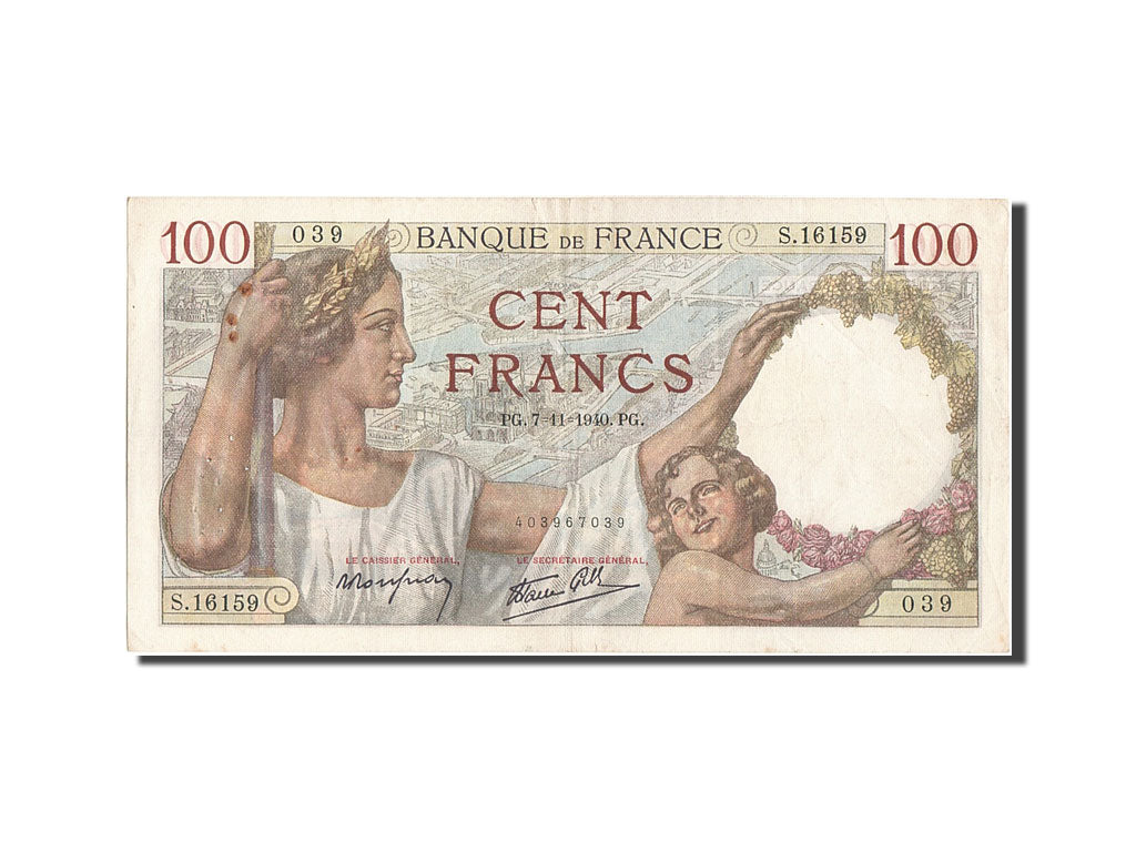 France, 100 Francs, 100 F 1939-1942 ''Sully'', 1940, KM #94, 1940-11-07,...