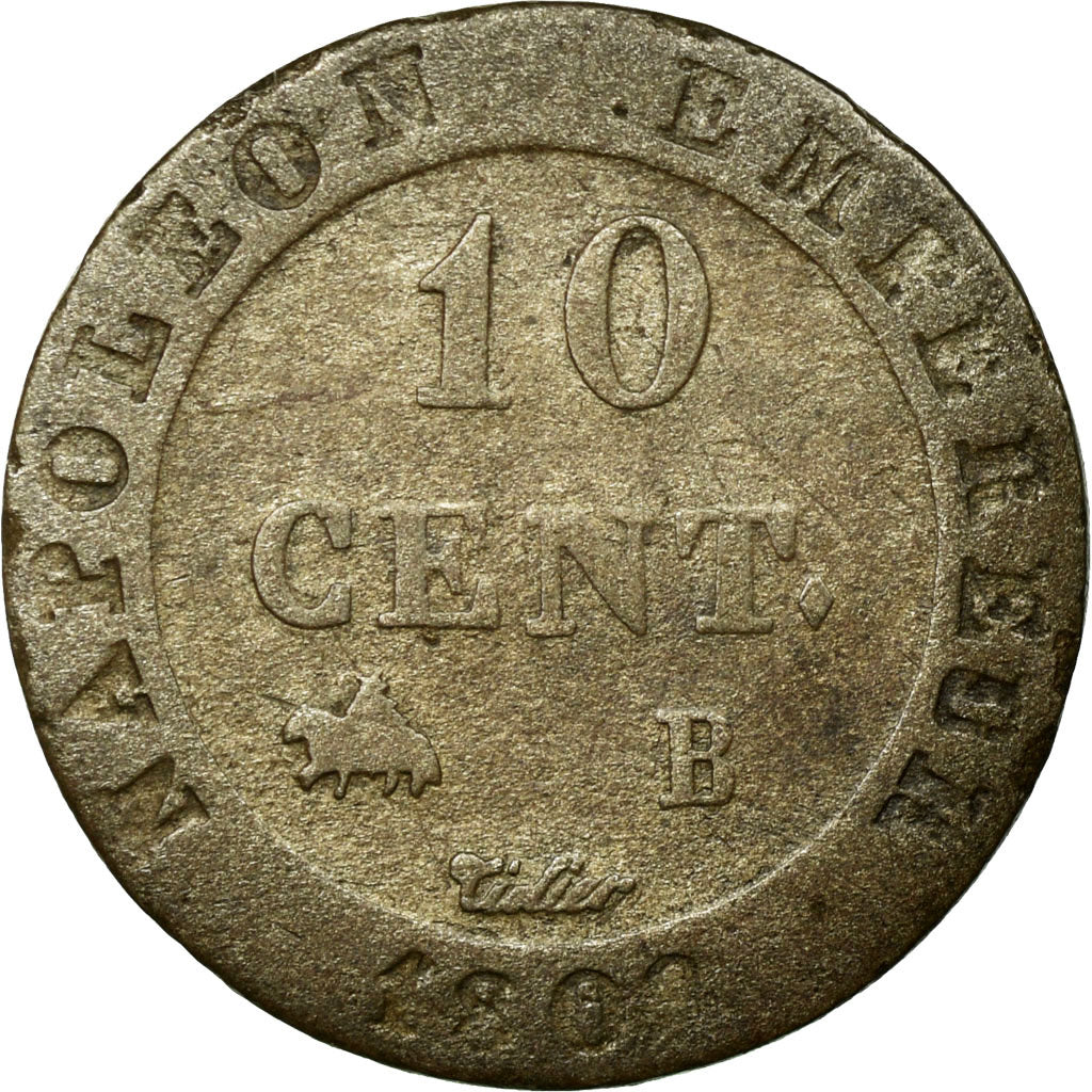 Coin, France, Napoléon I, 10 Centimes, 1809, Rouen, VF(30-35), Billon