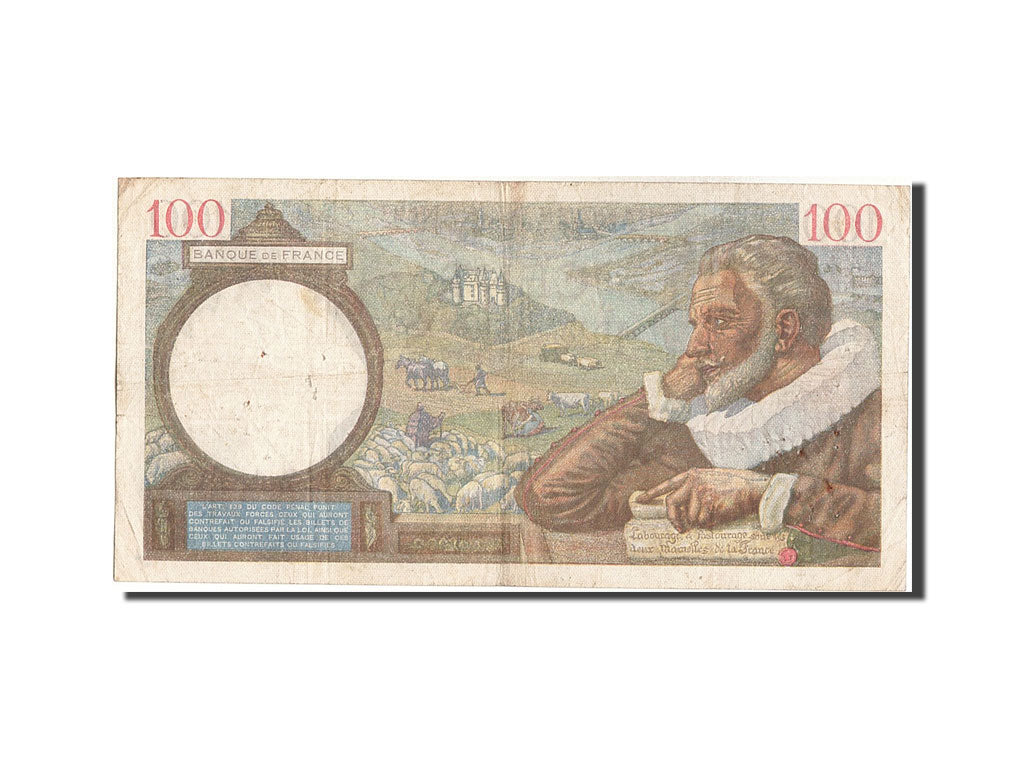 Biljet, Frankrijk, 100 Francs, 100 F 1939-1942 ''Sully'', 1940, 1940-11-07, TB
