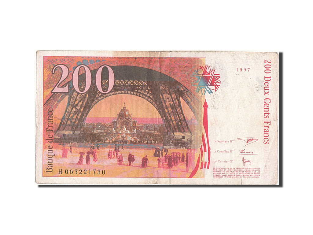 Billet, France, 200 Francs, 200 F 1995-1999 ''Eiffel'', 1997, TTB