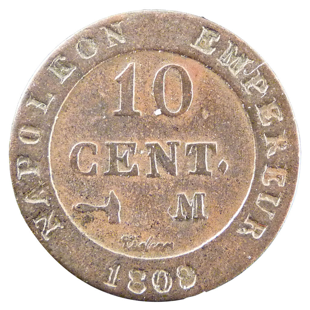 FRANCE, Napoléon I, 10 Centimes, 1809, Toulouse, VF(20-25), Billon, Gadoury #190