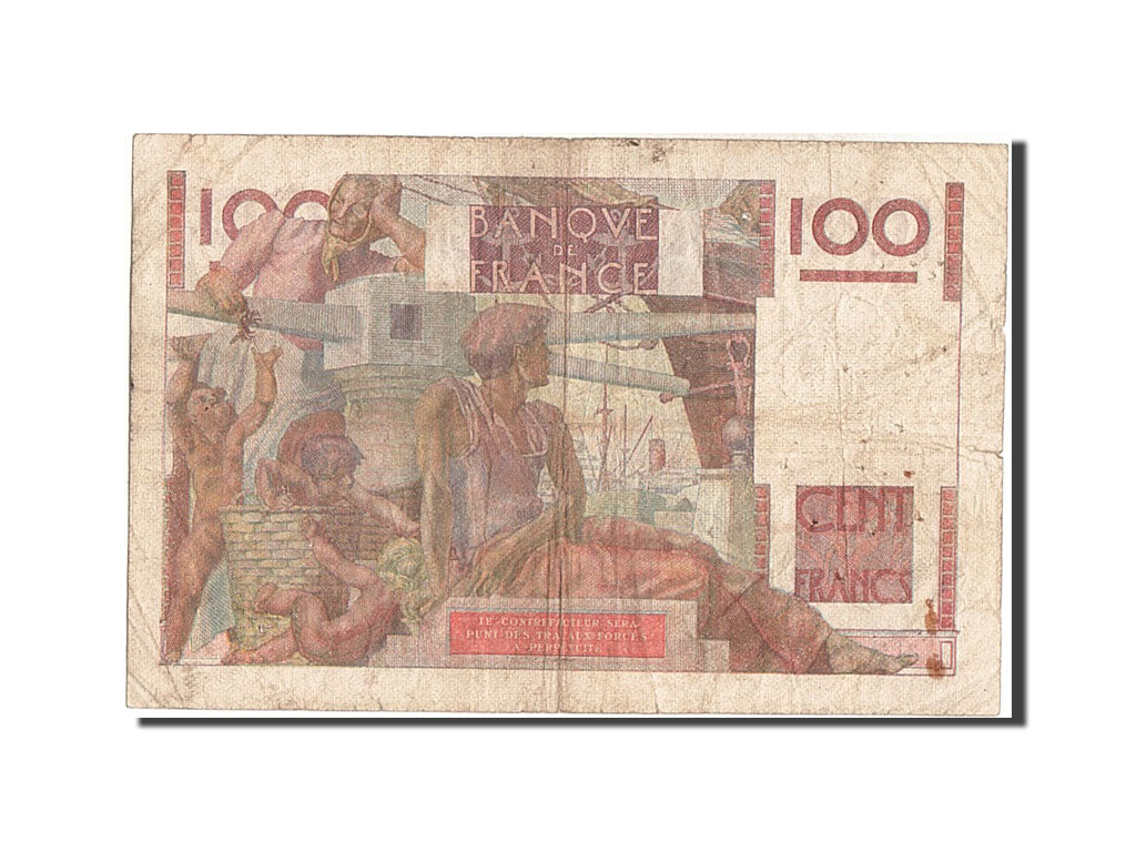 France, 100 Francs, 100 F 1945-1954 ''Jeune Paysan'', 1940, KM #128a,...