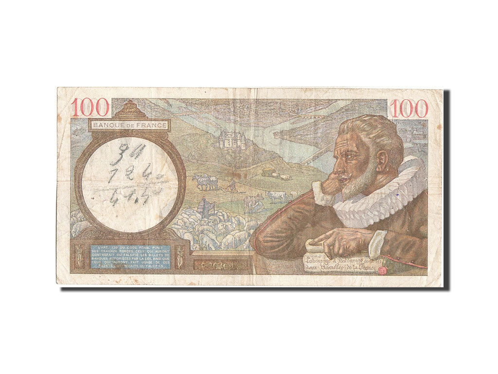 Banknot, Francja, 100 Francs, Sully, 1939, 1939-09-21, VF(20-25), Fayette:26.7