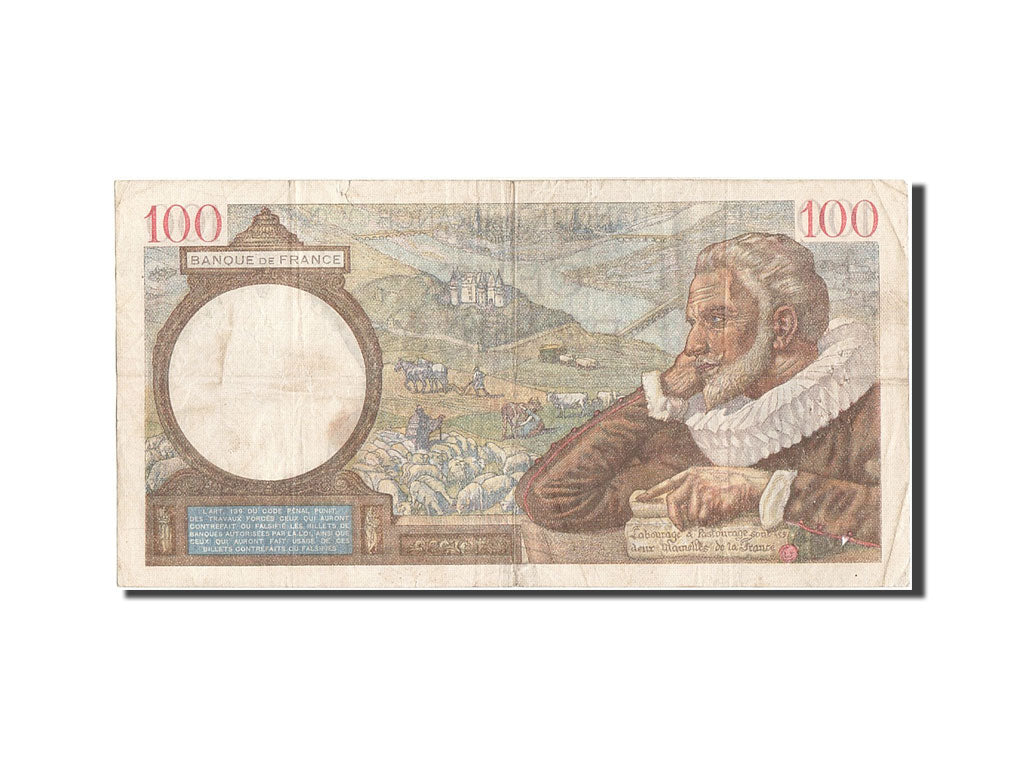 Biljet, Frankrijk, 100 Francs, 100 F 1939-1942 ''Sully'', 1940, 1940-01-25, TB