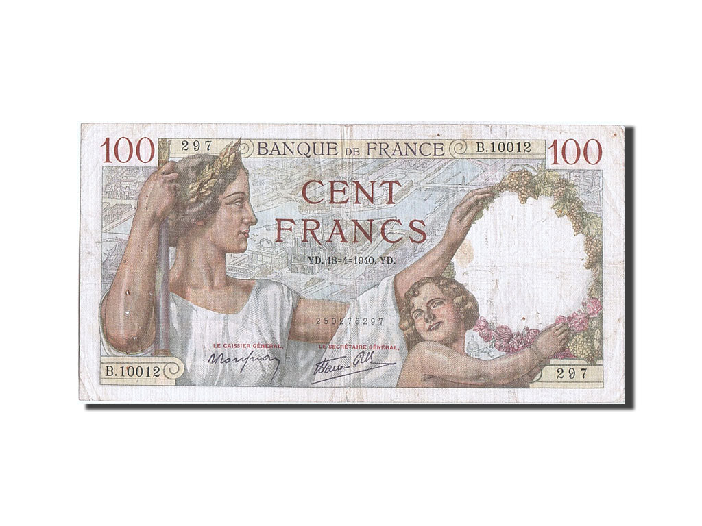 Banknote, France, 100 Francs, 100 F 1939-1942 ''Sully'', 1940, 1940-04-18