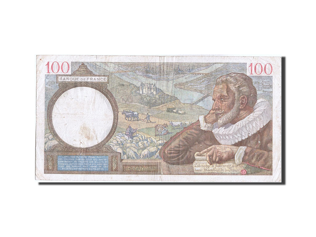 Banknote, France, 100 Francs, 100 F 1939-1942 ''Sully'', 1940, 1940-04-18