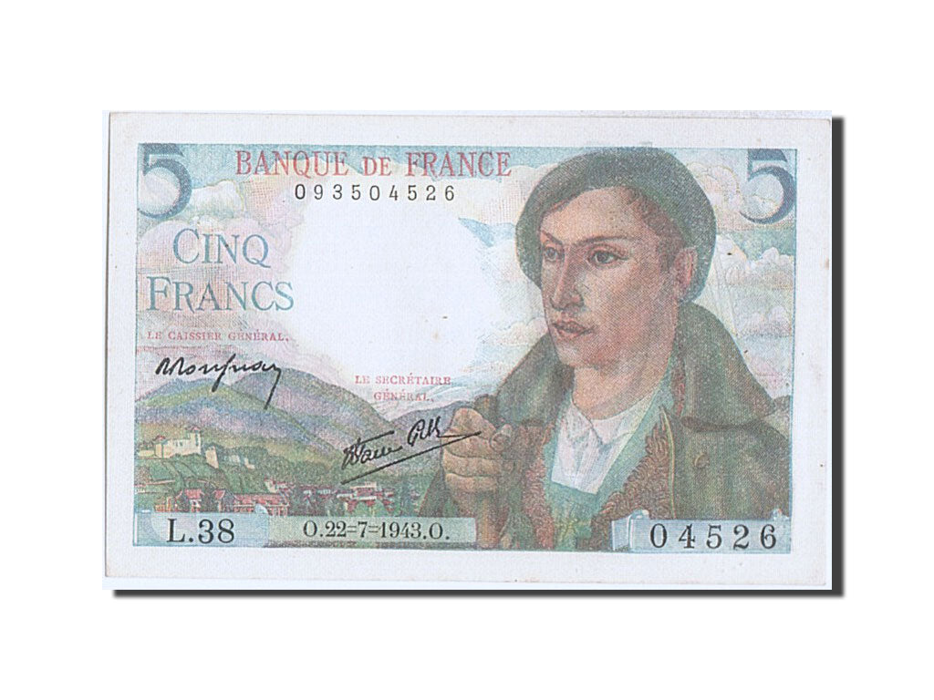 Banknote, France, 5 Francs, 5 F 1943-1947 ''Berger'', 1943, 1943-07-22
