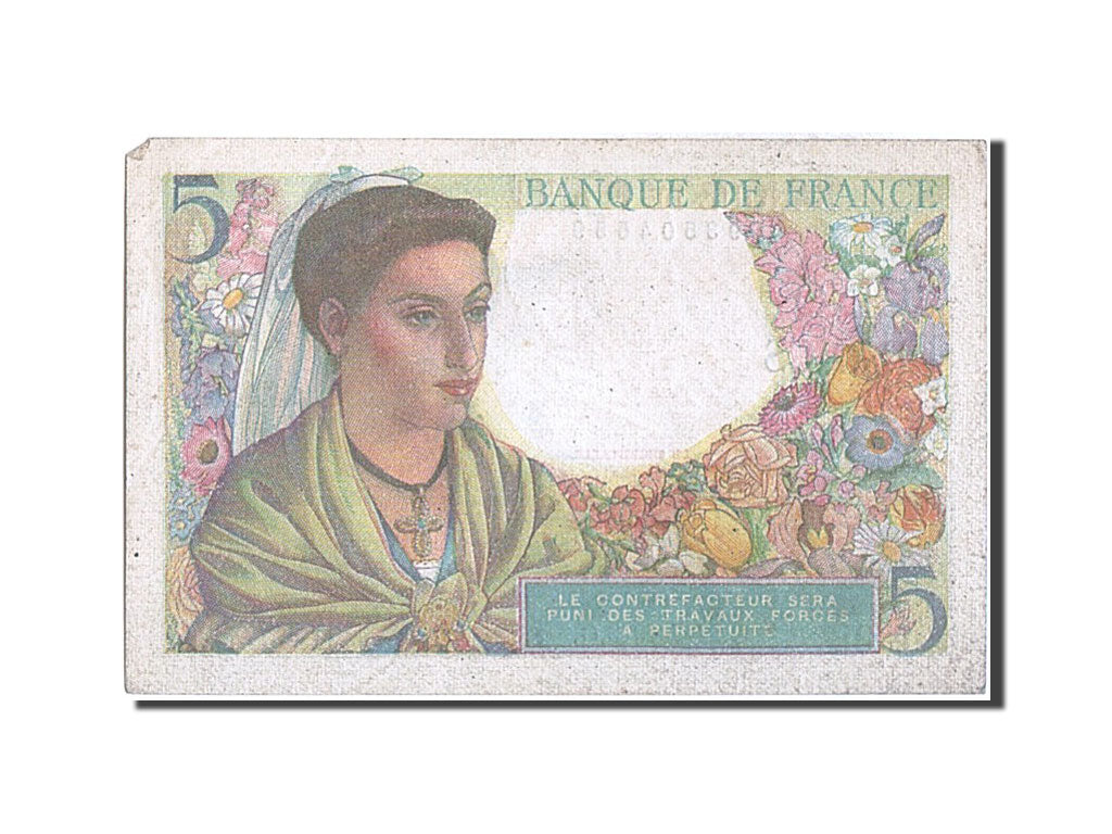 France, 5 Francs, 5 F 1943-1947 ''Berger'', 1943, KM #98a, 1943-07-22,...