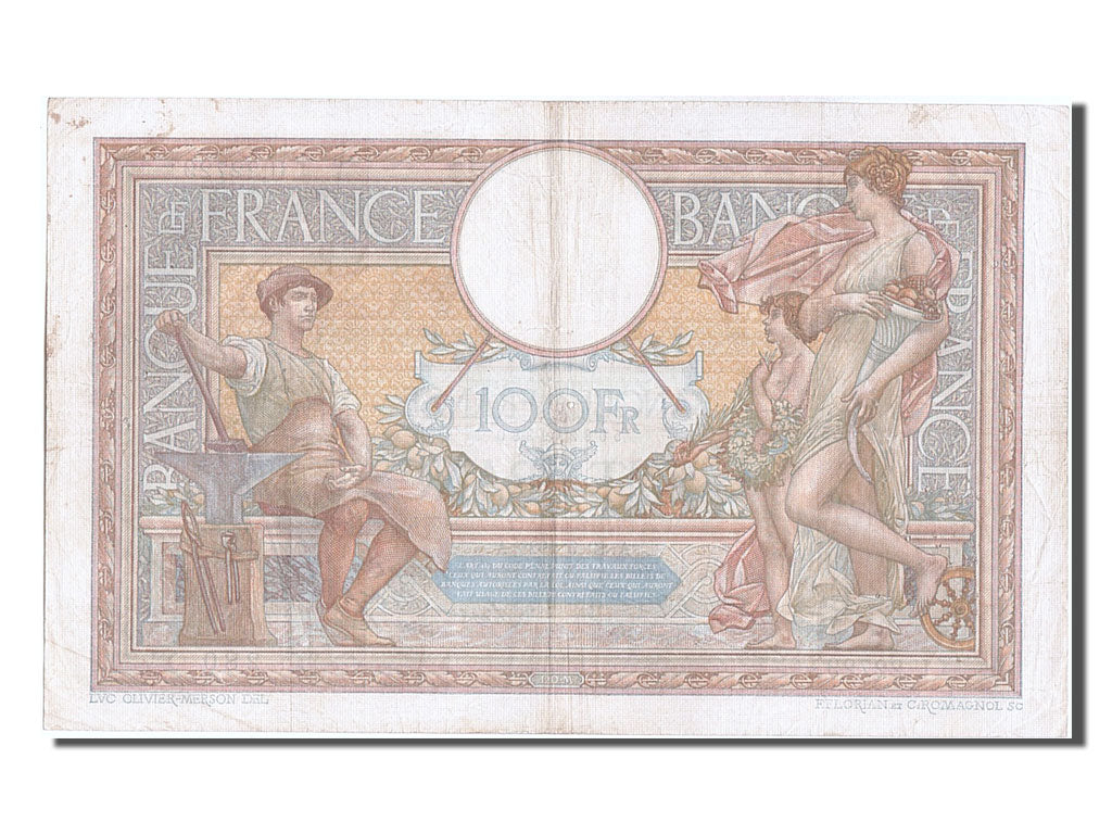 France, 100 Francs, 100 F 1908-1939 ''Luc Olivier Merson'', 1928, KM #78b,...