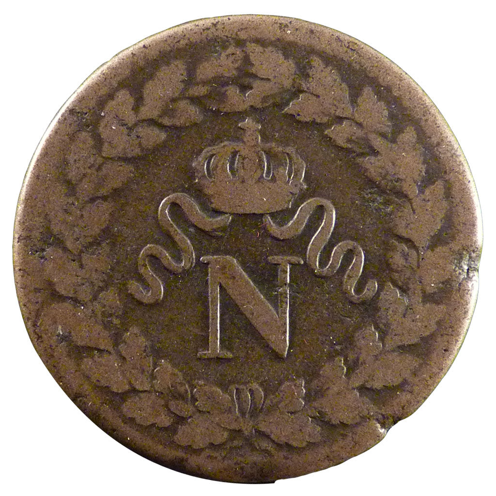 FRANCE, Napoléon I, Decime, 1814, Strasbourg, KM #700, VF(20-25), Bronze, Gadour