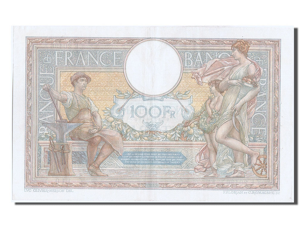 France, 100 Francs, 100 F 1908-1939 ''Luc Olivier Merson'', 1928, KM #78b,...