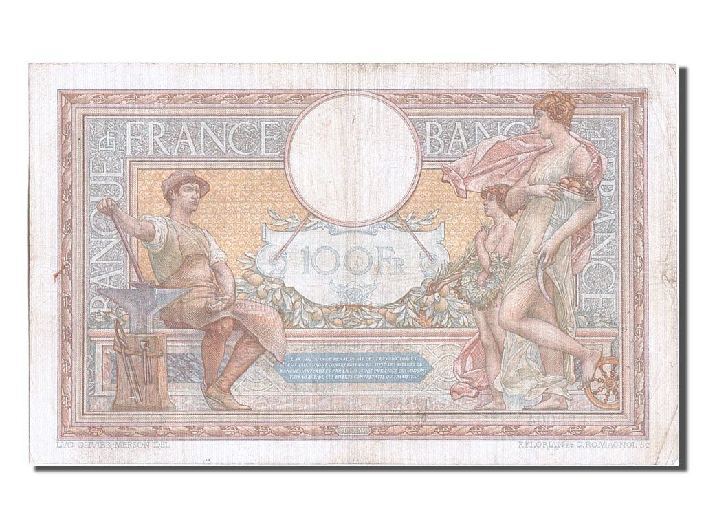 France, 100 Francs, 100 F 1908-1939 ''Luc Olivier Merson'', 1928, KM #78b,...
