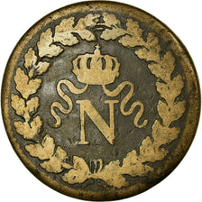 Moneta, Francia, Napoléon I, Decime, 1814, Strasbourg, MB, Bronzo, Gadoury:195d