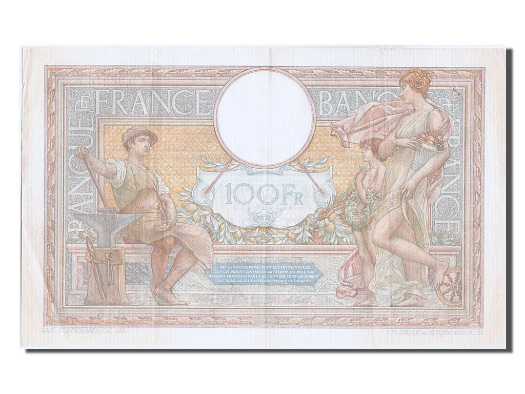 Banknote, France, 100 Francs, 100 F 1908-1939 ''Luc Olivier Merson'', 1932