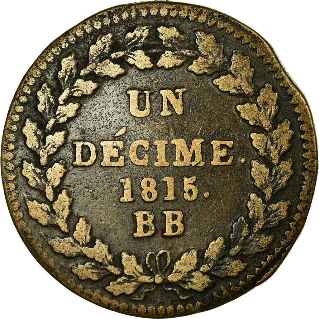 Coin, France, Napoléon I, Decime, 1815, Strasbourg, VF(30-35), Bronze