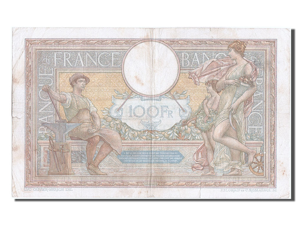 Banknote, France, 100 Francs, 100 F 1908-1939 ''Luc Olivier Merson'', 1931