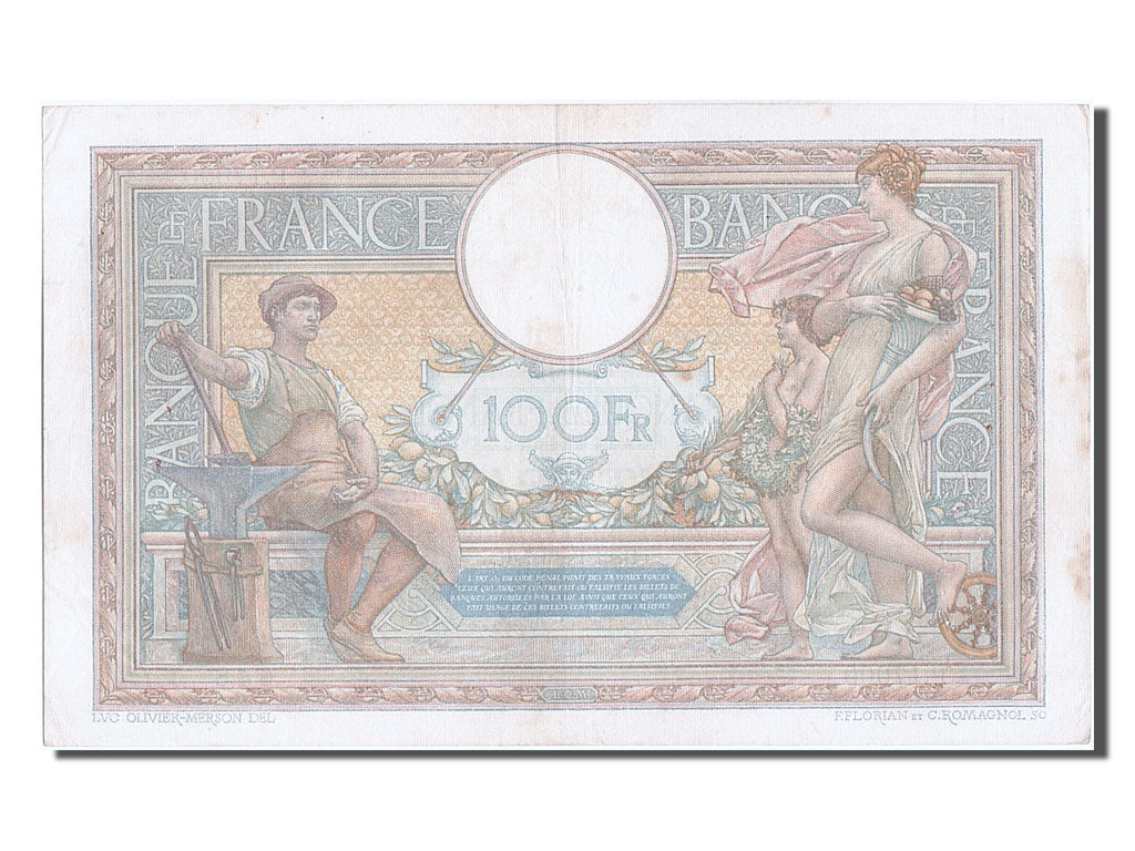 Banknote, France, 100 Francs, 100 F 1908-1939 ''Luc Olivier Merson'', 1927