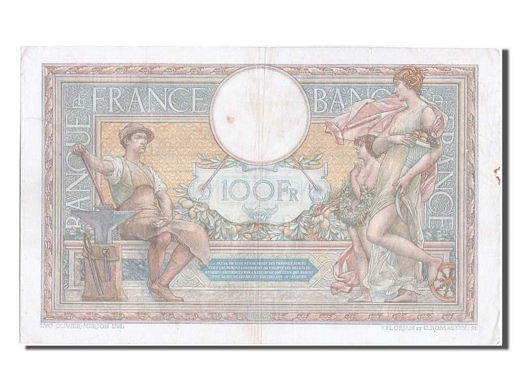 France, 100 Francs, 100 F 1908-1939 ''Luc Olivier Merson'', 1927, KM #78b,...