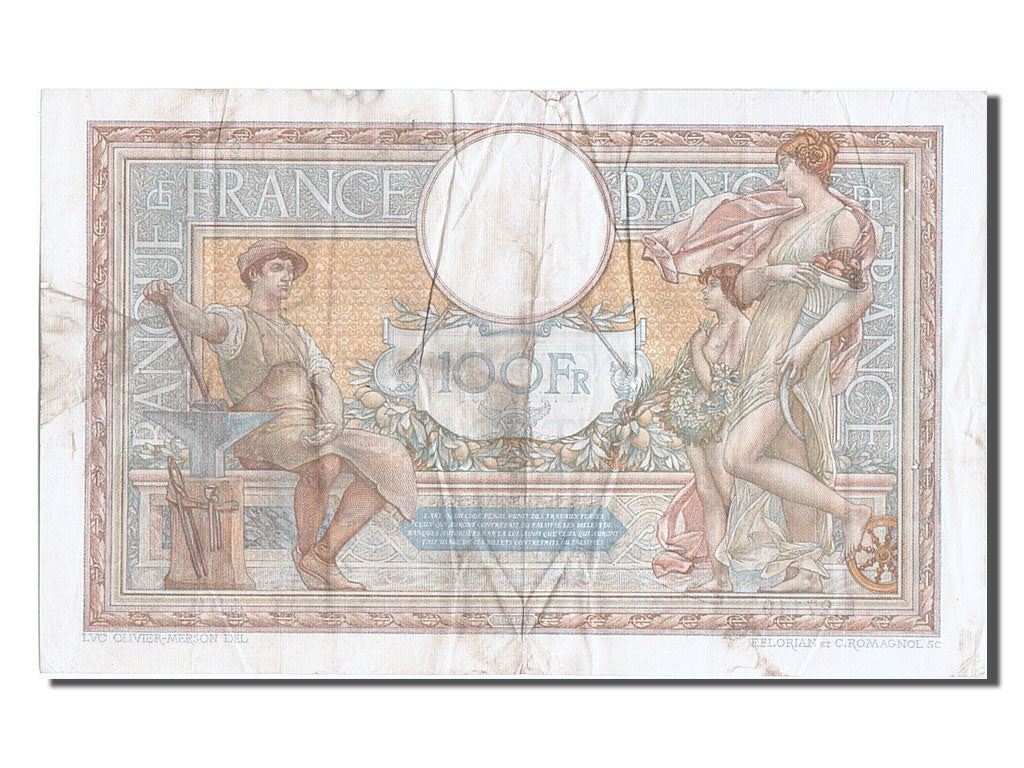 France, 100 Francs, 100 F 1908-1939 ''Luc Olivier Merson'', 1930, KM #78b,...