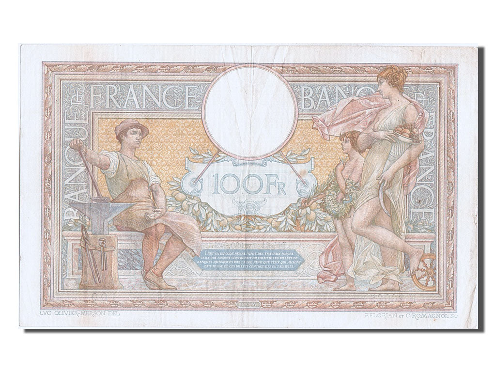 France, 100 Francs, 100 F 1908-1939 ''Luc Olivier Merson'', 1930, KM #78b,...