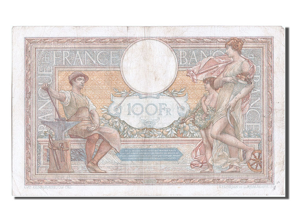 France, 100 Francs, 100 F 1908-1939 ''Luc Olivier Merson'', 1929, KM #78b,...