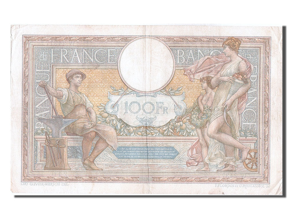 France, 100 Francs, 100 F 1908-1939 ''Luc Olivier Merson'', 1929, KM #78b,...