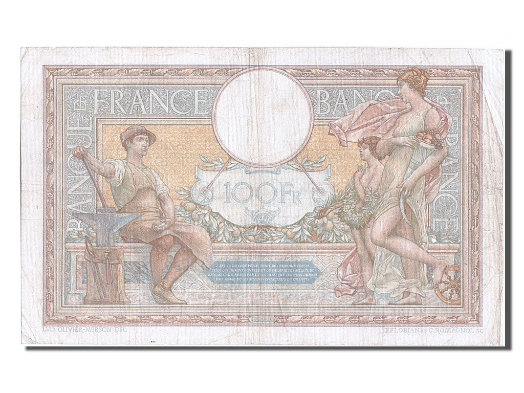 France, 100 Francs, 100 F 1908-1939 ''Luc Olivier Merson'', 1929, KM #78b,...