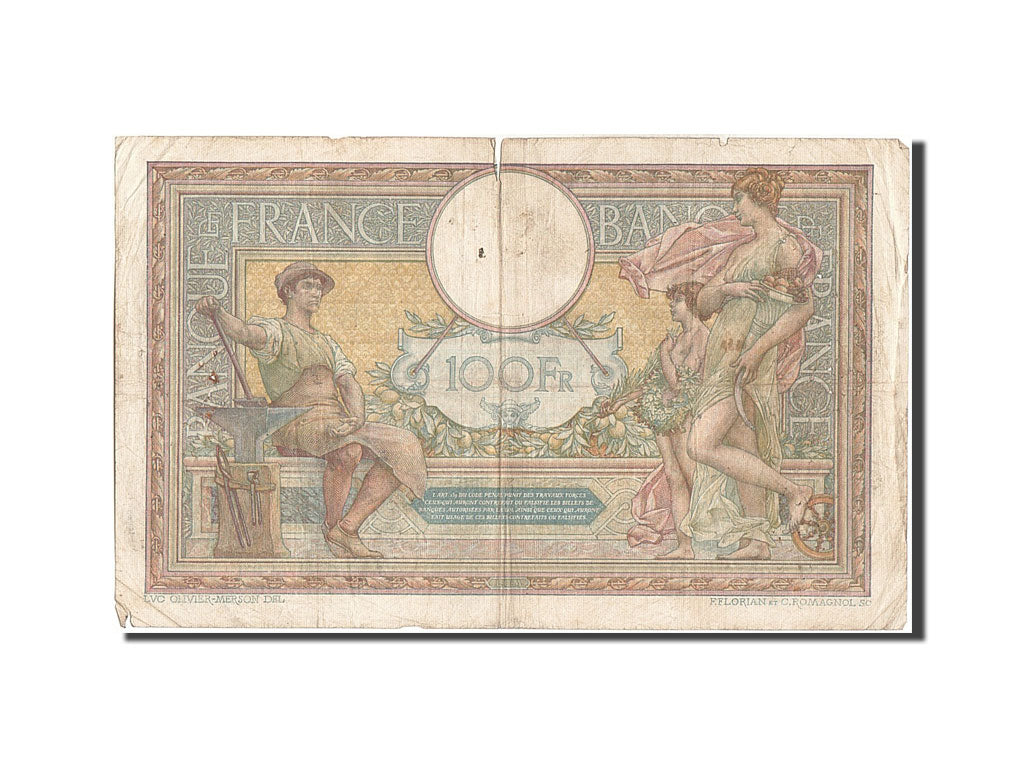 Banknote, France, 100 Francs, 100 F 1908-1939 ''Luc Olivier Merson'', 1923