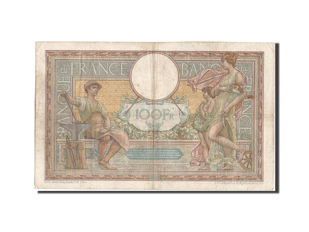 France, 100 Francs, 100 F 1908-1939 ''Luc Olivier Merson'', 1911, KM #71a,...