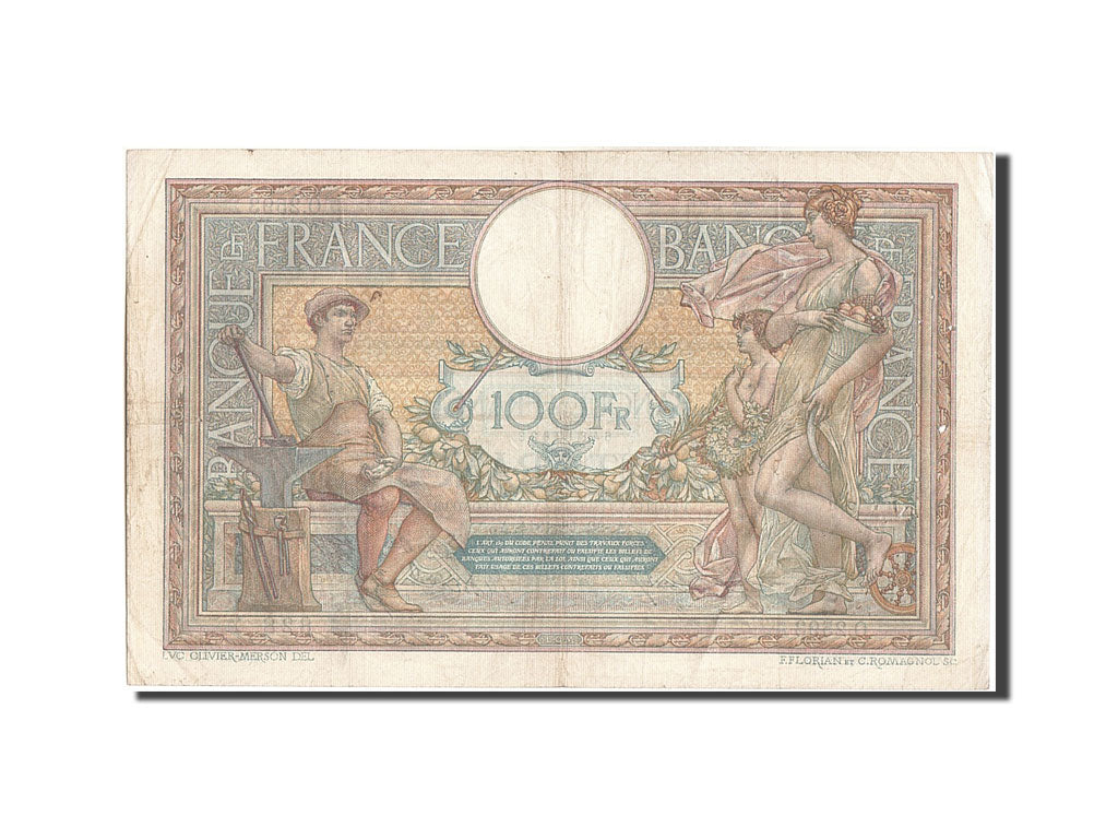 Banknote, France, 100 Francs, 100 F 1908-1939 ''Luc Olivier Merson'', 1914