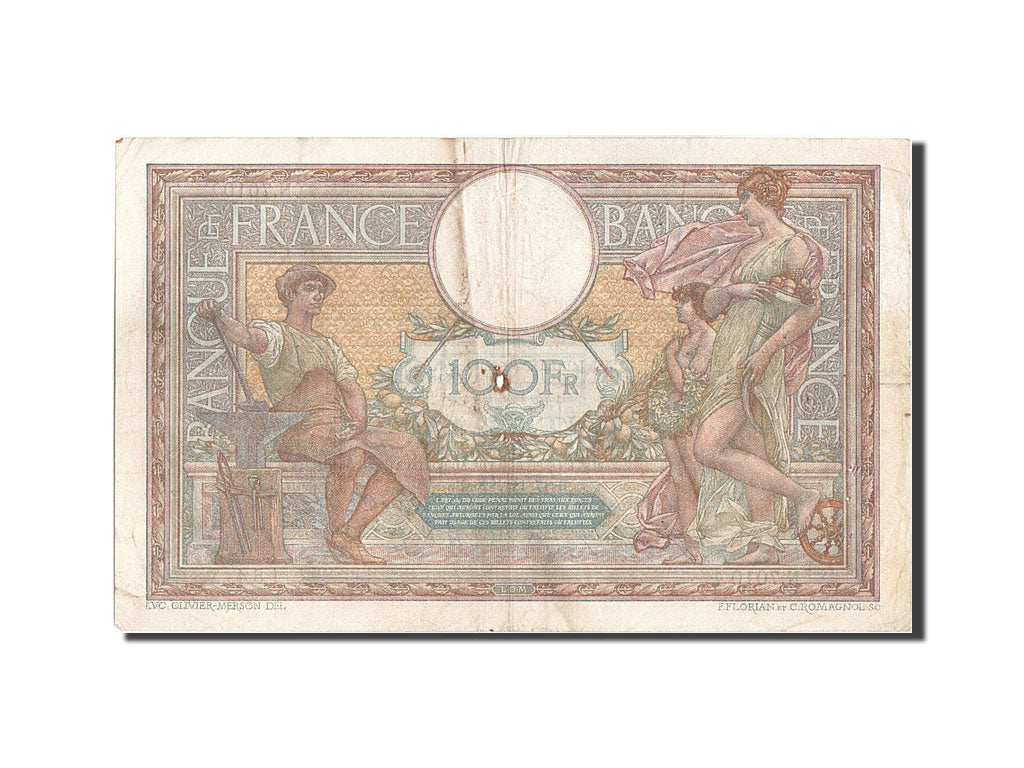 Banknote, France, 100 Francs, 100 F 1908-1939 ''Luc Olivier Merson'', 1920