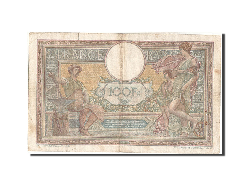 France, 100 Francs, 100 F 1908-1939 ''Luc Olivier Merson'', 1919, KM #71a,...