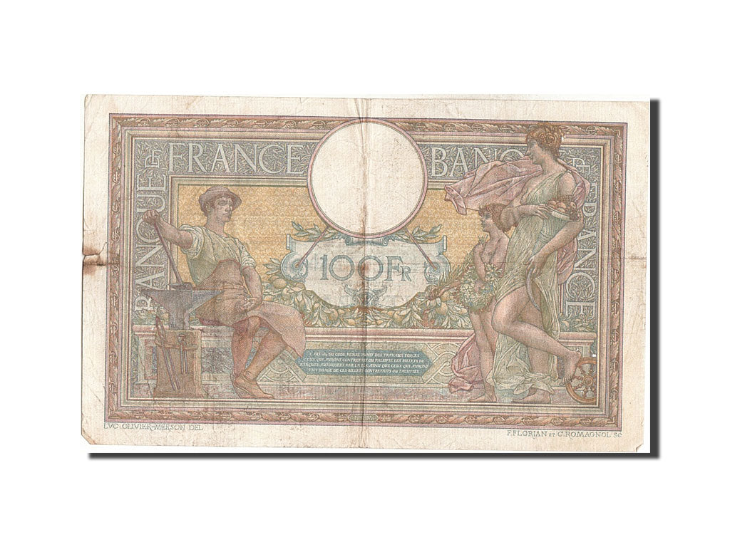 Banknote, France, 100 Francs, 100 F 1908-1939 ''Luc Olivier Merson'', 1921