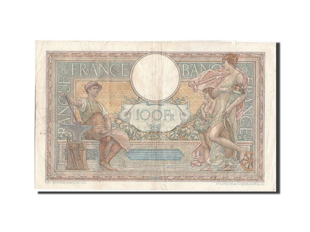 France, 100 Francs, 100 F 1908-1939 ''Luc Olivier Merson'', 1926, KM #78b,...