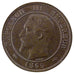 FRANCE, 10 Centimes, 1855, Paris, AU(50-53), Bronze, Gadoury #248, 9.90