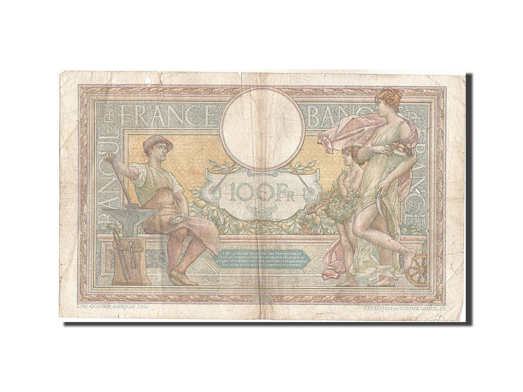 Banconote, Francia, 100 Francs, 100 F 1908-1939 ''Luc Olivier Merson'', 1924