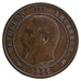 FRANCE, 10 Centimes, 1855, Lyons, EF(40-45), Bronze, Gadoury #248, 9.70