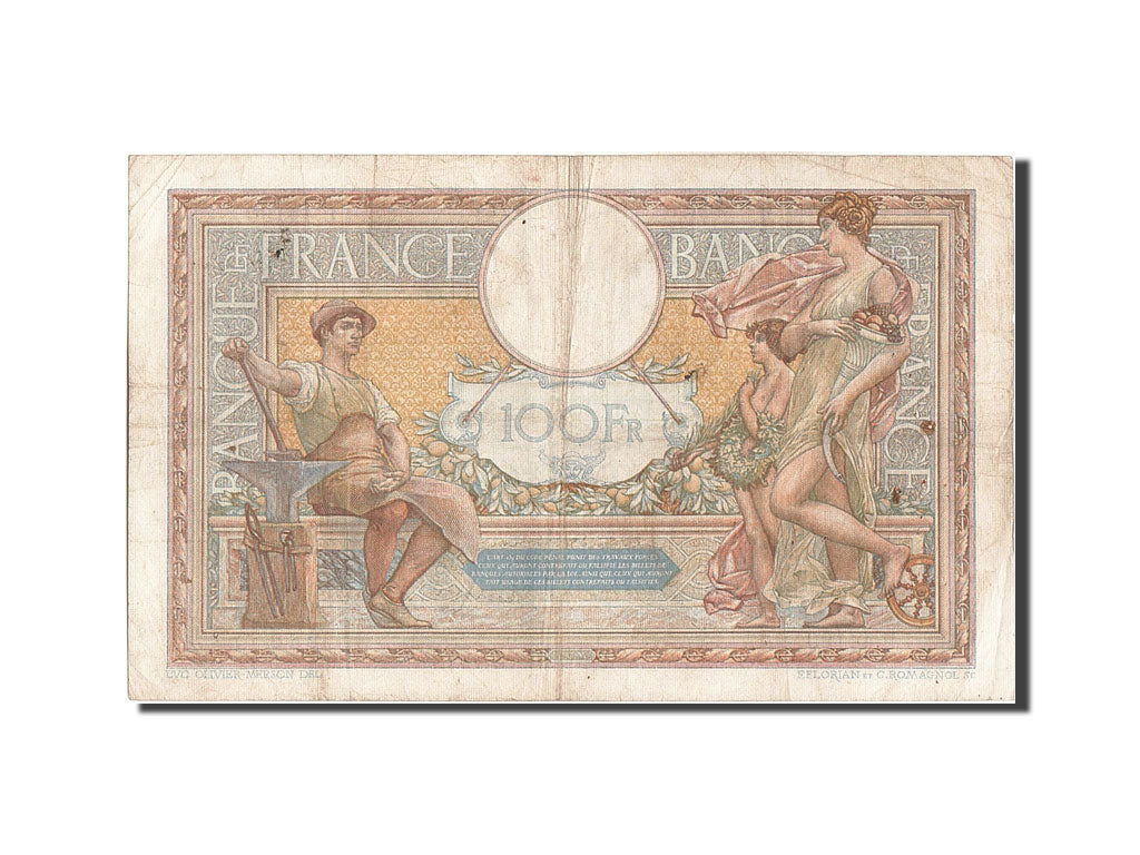 Banknote, France, 100 Francs, 100 F 1908-1939 ''Luc Olivier Merson'', 1934