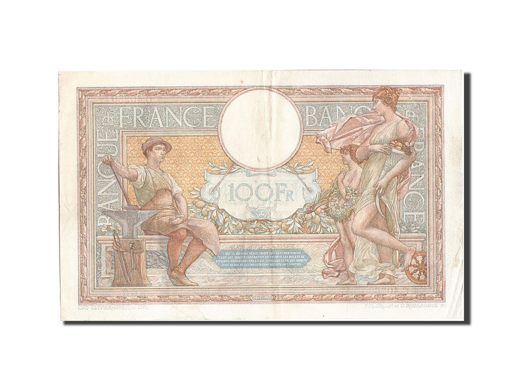 Banknote, France, 100 Francs, 100 F 1908-1939 ''Luc Olivier Merson'', 1933