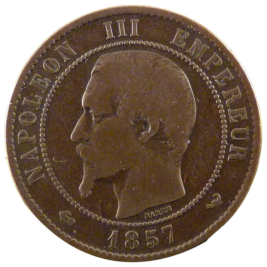 FRANCE, Napoléon III, 10 Centimes, 1857, Lille, KM #771.7, F(12-15), Bronze, G..