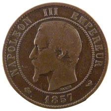 FRANCE, Napoléon III, 10 Centimes, 1857, Lille, KM #771.7, F(12-15), Bronze, G..