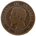 FRANCE, Napoléon III, 10 Centimes, 1857, Lille, KM #771.7, F(12-15), Bronze, G..