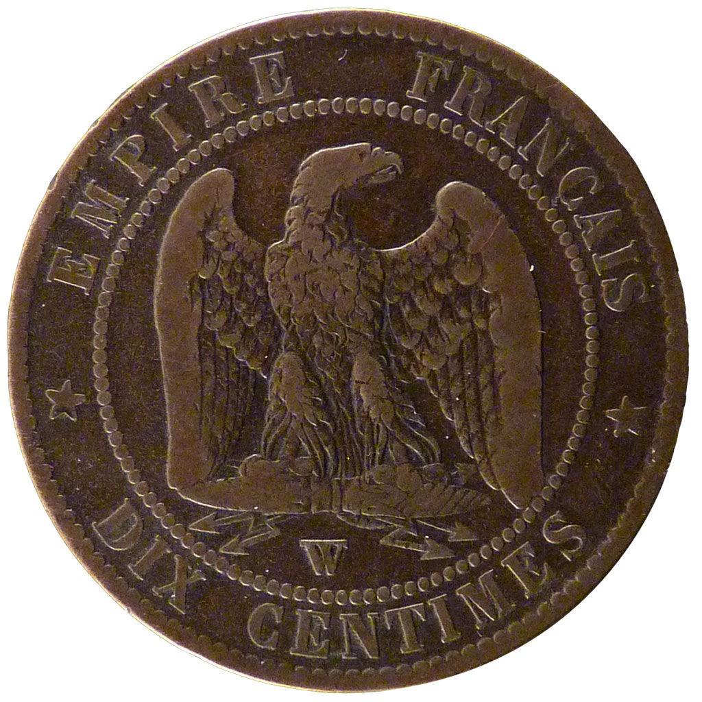 FRANCE, Napoléon III, 10 Centimes, 1857, Lille, KM #771.7, F(12-15), Bronze, G..