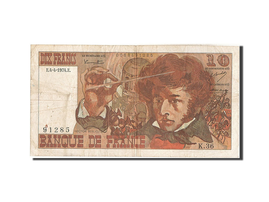 France, 10 Francs, 10 F 1972-1978 ''Berlioz'', 1974, KM #150a, 1974-04-04,...